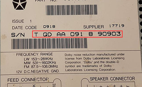 chrysler radio serial number