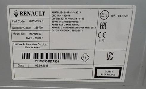 dacia radio serial number