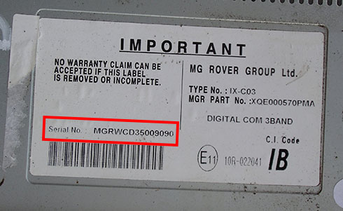 rover radio serial number