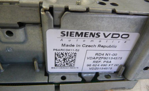 siemensvdo radio serial number